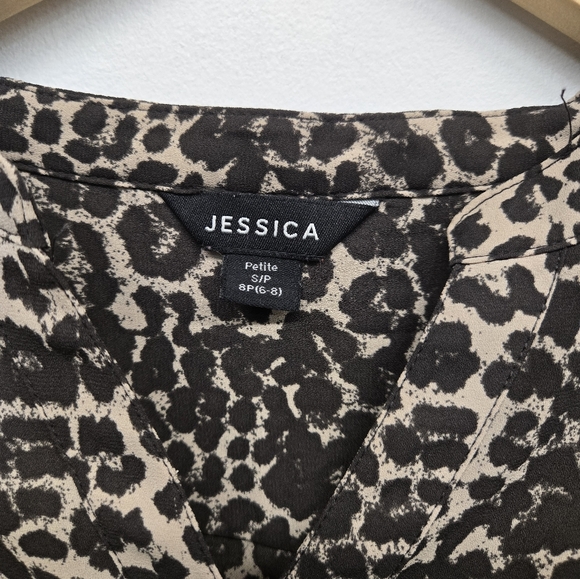 Jessica Womens Leopard Print Sheer Blouse - Picture 5 of 8
